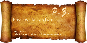 Pavlovits Zalán névjegykártya